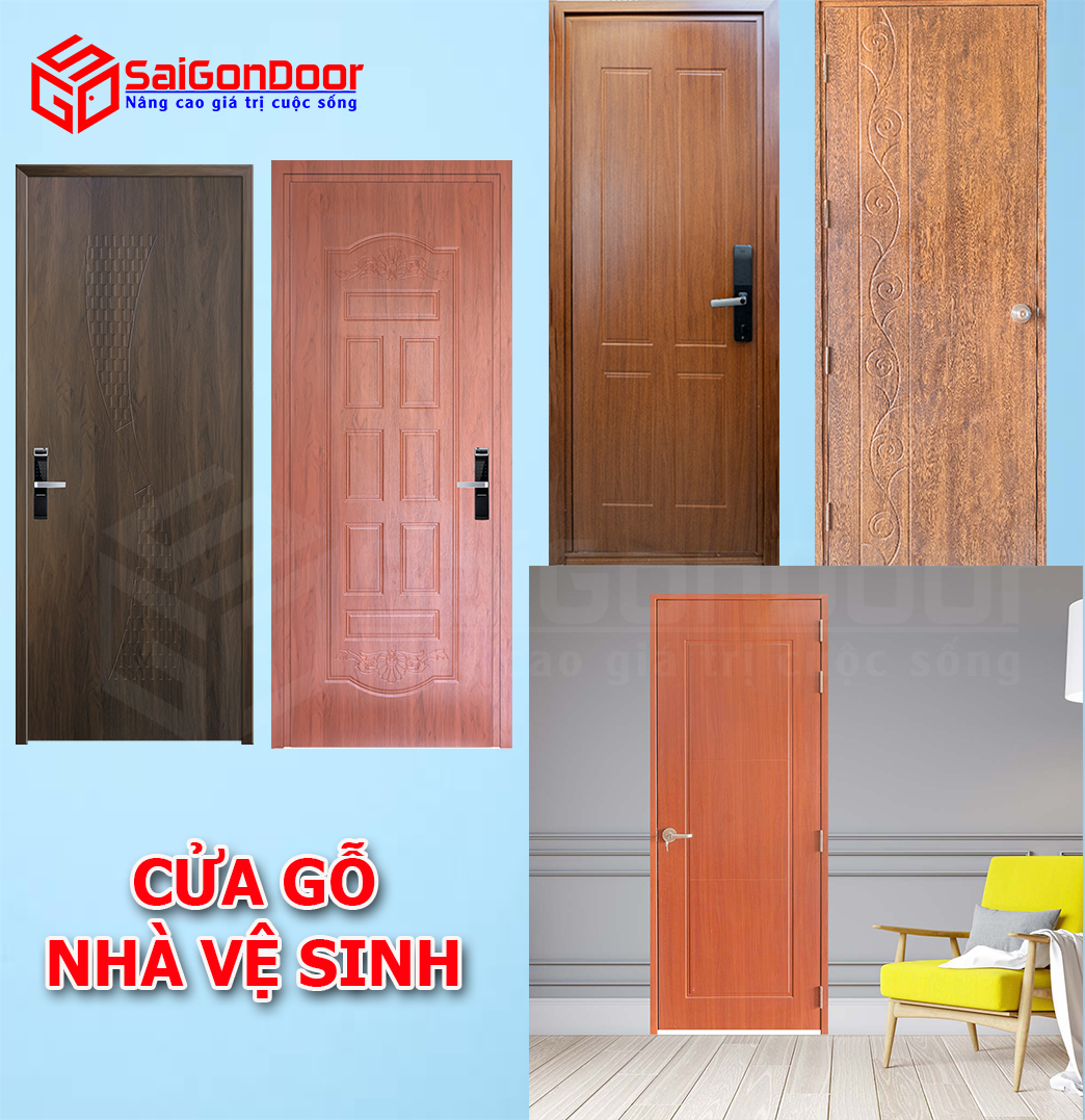 Những mẫu cửa gỗ công nghiệp của SaiGonDoor dùng làm cửa nhà vệ sinh