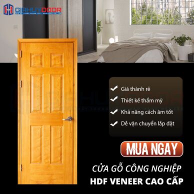 CỬA GỖ CÔNG NGHIỆP HDF GIAHUYDOOR BỀN ĐẸP, GIÁ HỢP LÝ